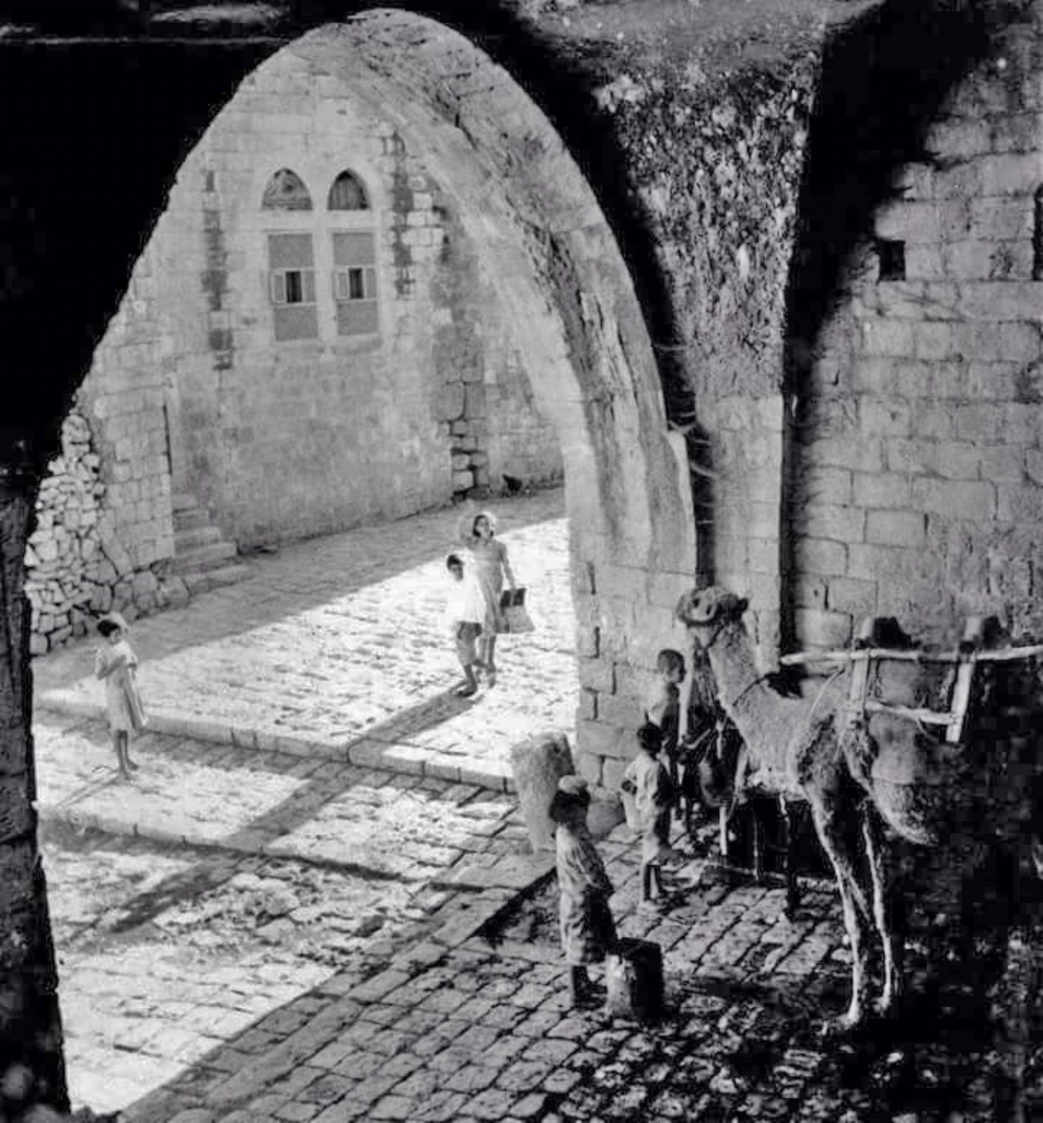 صورة قديمة لعين الآغا وهي عين ماء تابعة للقصر موجودة في مدخل الديوان من جهة حارة الحبلة والصورة مأخودة عام 1932
